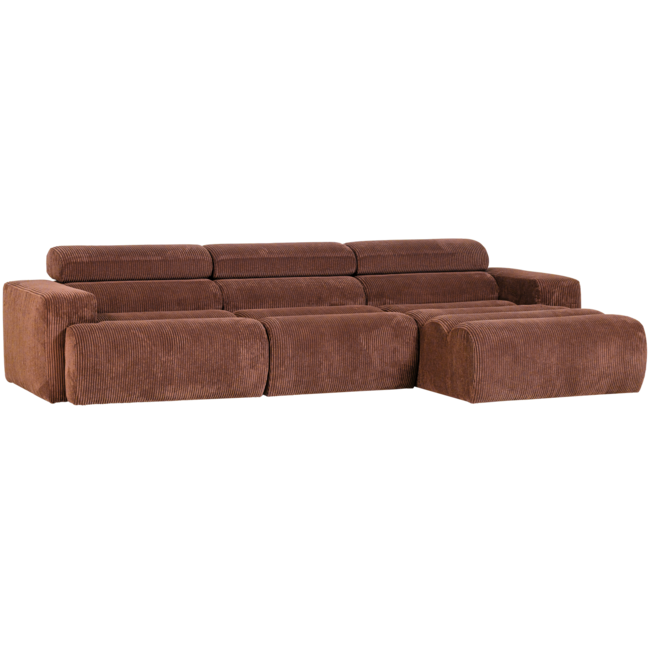 Woood Novi chaise longue bank rechts ribstof terra