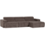 Woood Novi chaise longue bank rechts ribstof grijsbruin