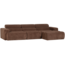 Woood Novi chaise longue bank rechts ribstof mokkabruin