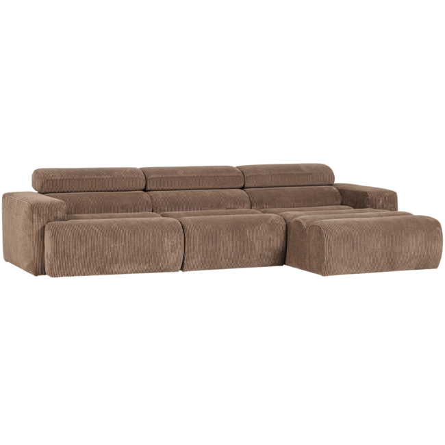 Woood Novi chaise longue bank rechts ribstof taupe