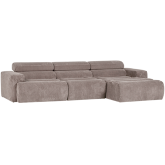 Woood Novi chaise longue bank rechts ribstof zand