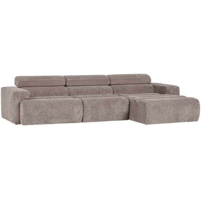 Woood Novi chaise longue bank rechts ribstof zand