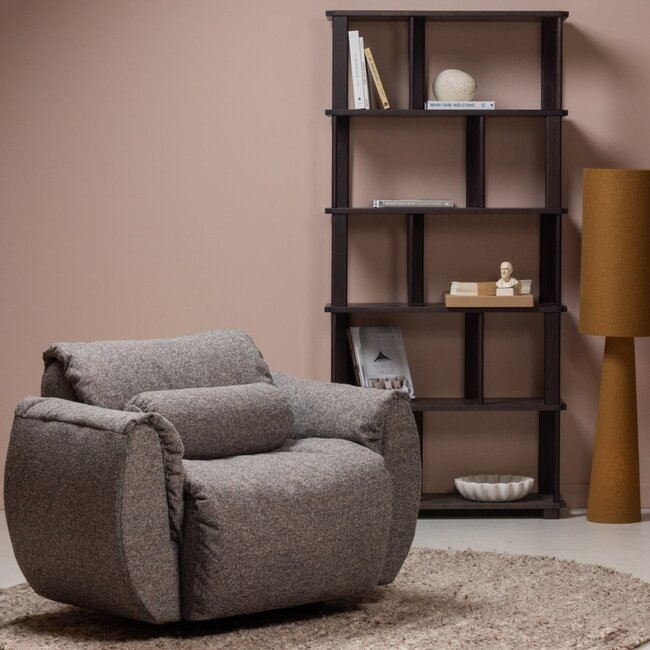 Woood Baggy draaifauteuil geweven stof warmgrijs melange