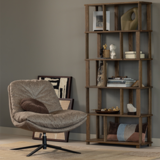 Woood Arve draaifauteuil bedrukte stof naturel melange