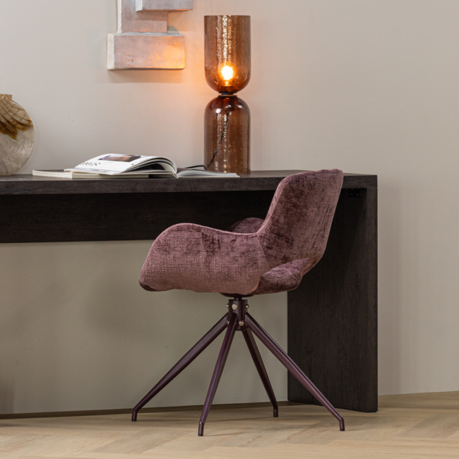 Woood Eliva eetkamerstoel structure velvet paars - set van 2