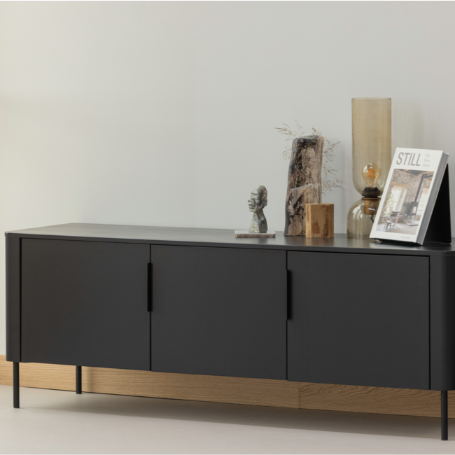 Woood Gunnar tv meubel 154 cm grenen matzwart [fsc]