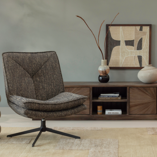Woood Milaro draaifauteuil bruin melange