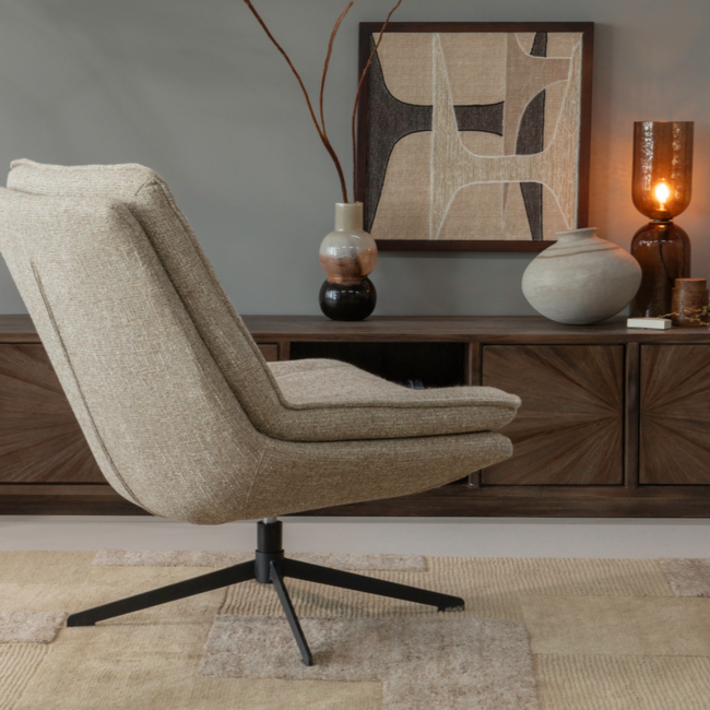 Woood Milaro draaifauteuil naturel melange
