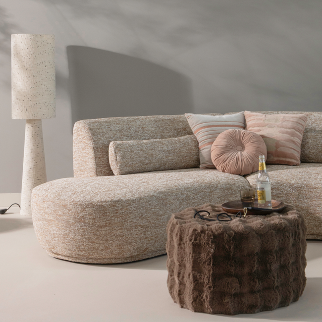 Woood Loft vloerlamp metaal/boucle naturel met stippen 130xo30cm