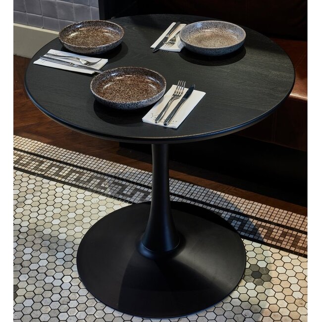 Woood Tablo eettafel rond vingerlas o80cm blacknight [fsc]