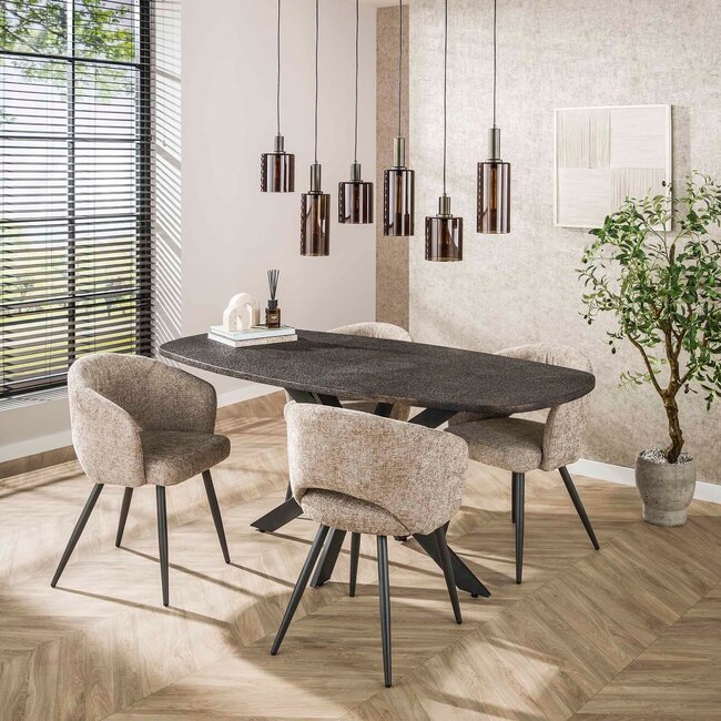 WoonStijl Eettafel 180 deens ovaal Metallic