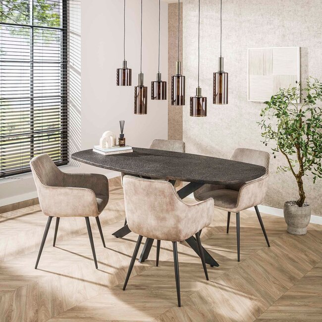 WoonStijl Eettafel 180 deens ovaal Metallic