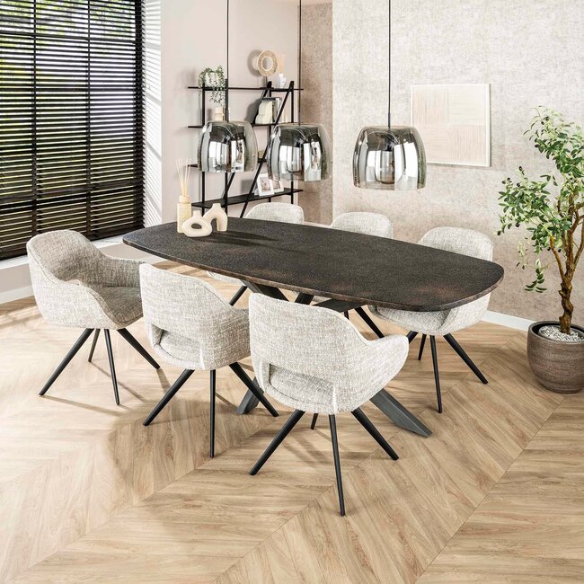 WoonStijl Eettafel 215 deens ovaal Metallic