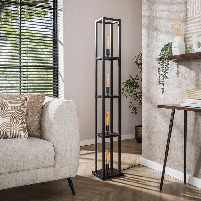 WoonStijl Vloerlamp 4L Quadra Artic Zwart