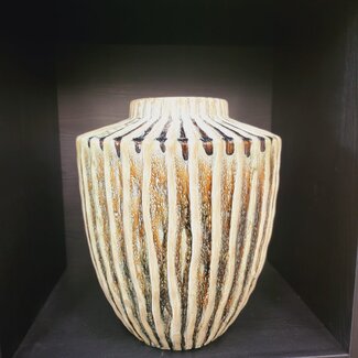 Light en Living Vaas deco Ø30X32 cm TALEA keramiek olijfgroen-creme