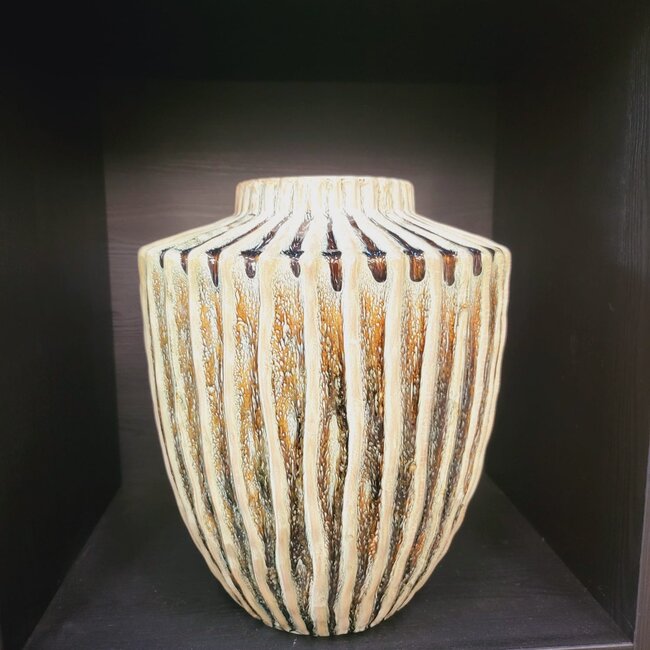 Light en Living Vaas deco Ø30X32 cm TALEA keramiek olijfgroen-creme