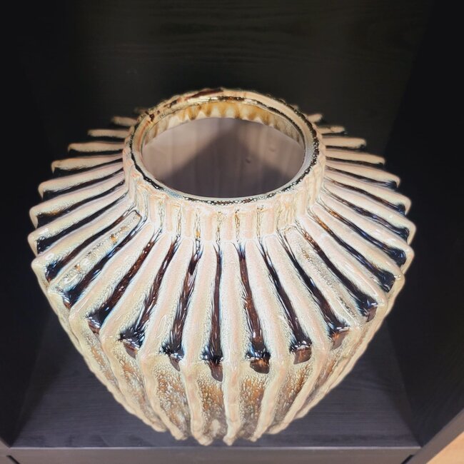 Light en Living Vaas deco Ø32X40 cm TALEA keramiek olijfgroen-creme