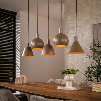 WoonStijl Hanglamp 5L Metallo mix Beige