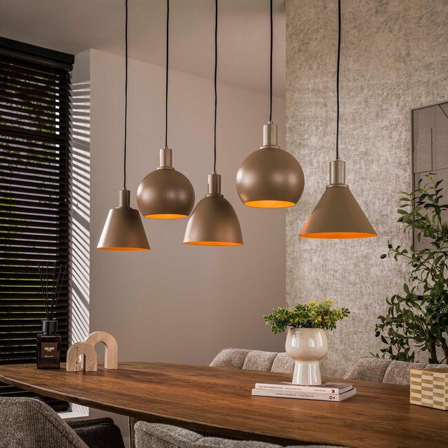 WoonStijl Hanglamp 5L Metallo mix Beige