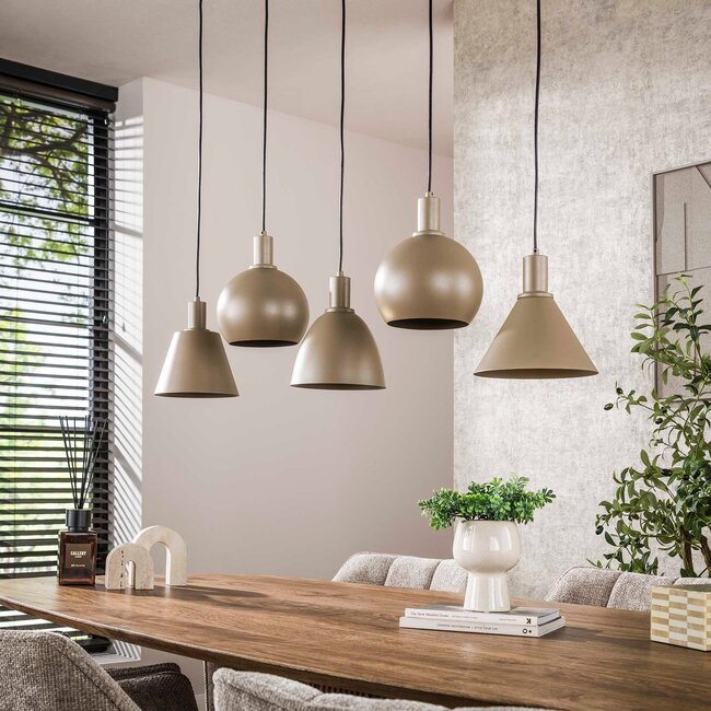 WoonStijl Hanglamp 5L Metallo mix Beige