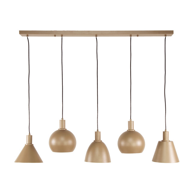 WoonStijl Hanglamp 5L Metallo mix Beige