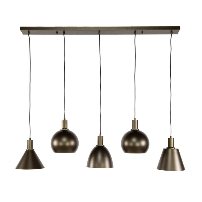 WoonStijl Hanglamp 5L Metallo mix Sienna bruin