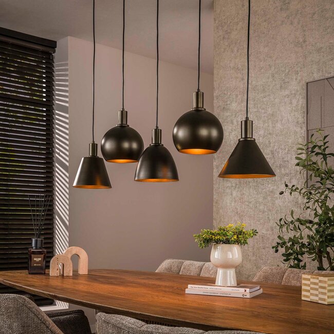 WoonStijl Hanglamp 5L Metallo mix Sienna bruin