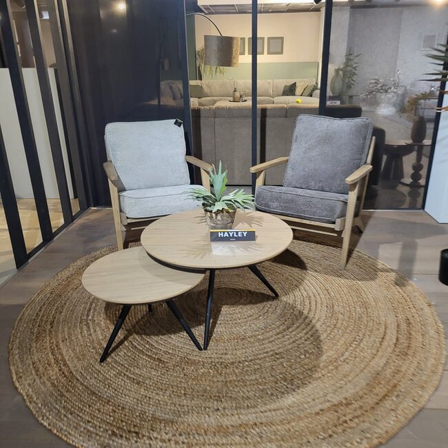 WoonMax Fauteuil Osaka met houten armleuning - taupe