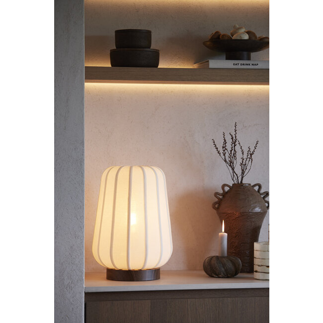 Light en Living Tafellamp Ø30x41,5 cm BIBURY hout print donker bruin+wit