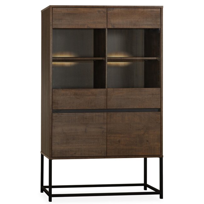 WoonMax Showroommodel - Milltown Vitrinekast met 2 glazen deuren - 116 cm - incl led