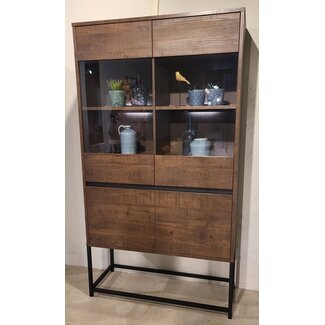 WoonMax Showroommodel - Milltown Vitrinekast met 2 glazen deuren - 116 cm - incl led