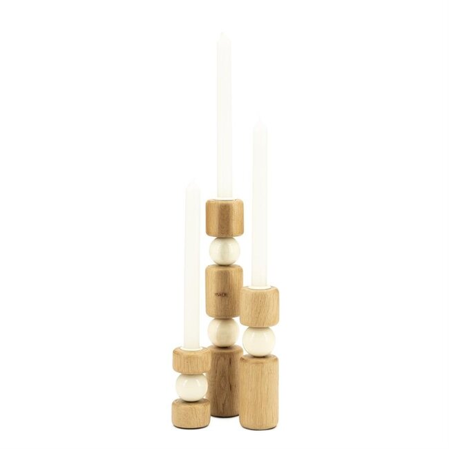 By Boo Kandelaar Belloa - beige - set van 3 kandelaren
