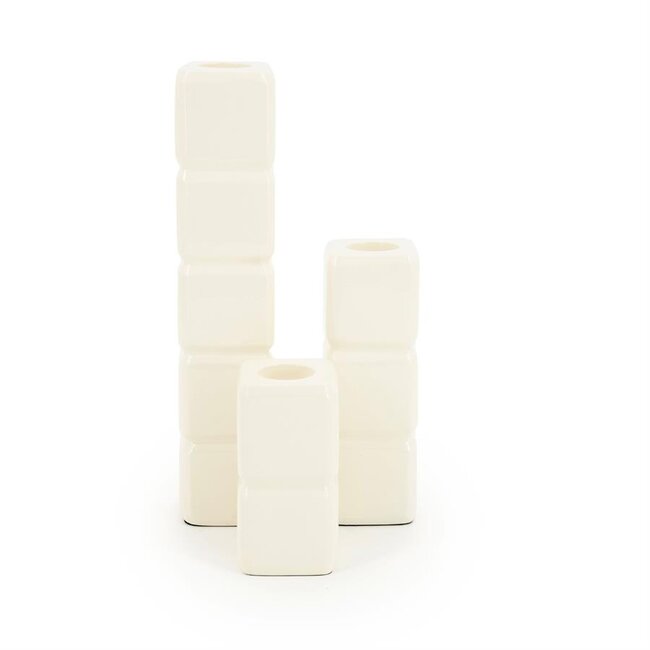 By Boo Set van 3 kandelaren Cube - beige
