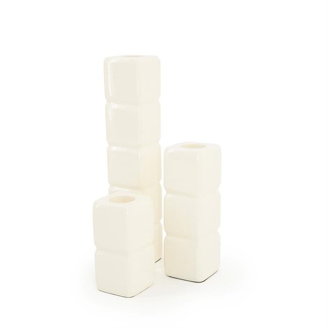By Boo Set van 3 kandelaren Cube - beige