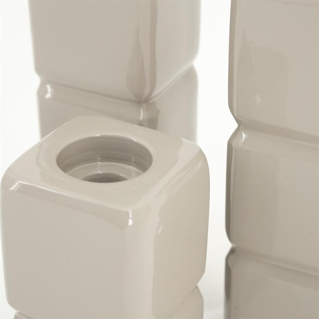 By Boo Set van 3 kandelaren Cube – taupe