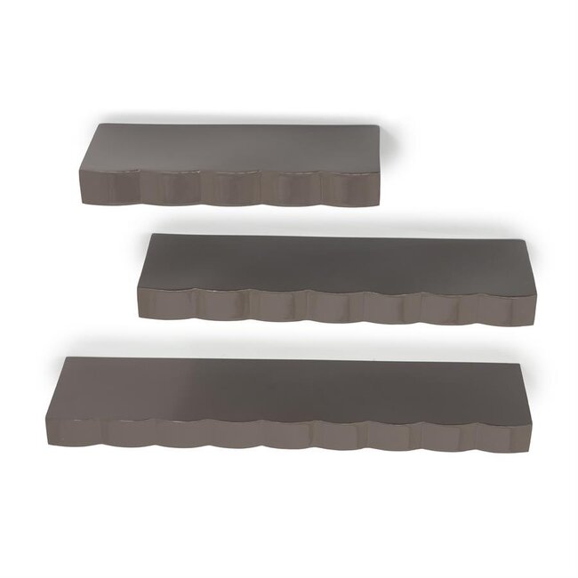 By Boo Wandplank Prinz set van 3- dark taupe