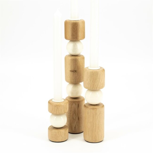 By Boo Kandelaar Belloa - beige - set van 3 kandelaren