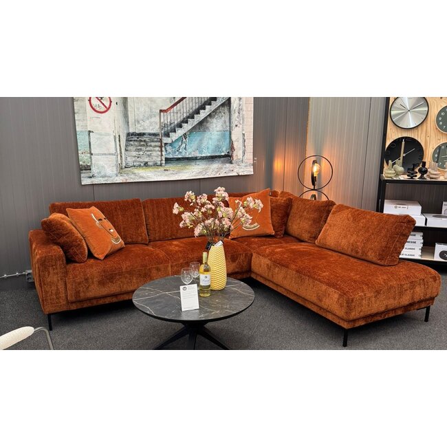 Het Anker Showroommodel Hoekbank Maltese - 2,5 zits arm links - open eiland rechts - Stof Cloud Cognac 28