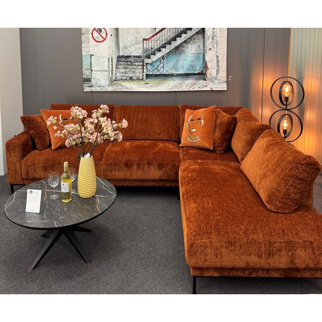 Het Anker Showroommodel Hoekbank Maltese - 2,5 zits arm links - open eiland rechts - Stof Cloud Cognac 28