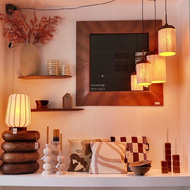 PTMD Spiegel Gezzy Natural wooden curl frame vierkant