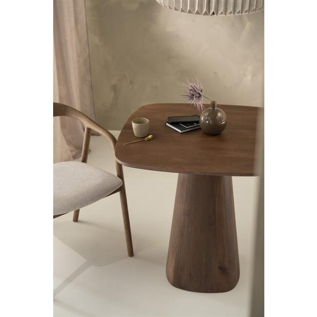 Eleonora Eettafel Aron vierkant 80x80 - lichtbruin