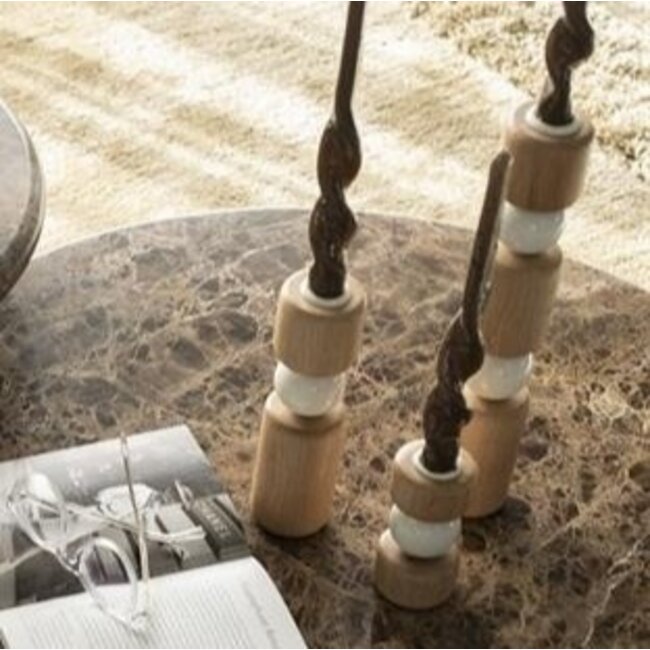 By Boo Kandelaar Belloa - beige - set van 3 kandelaren