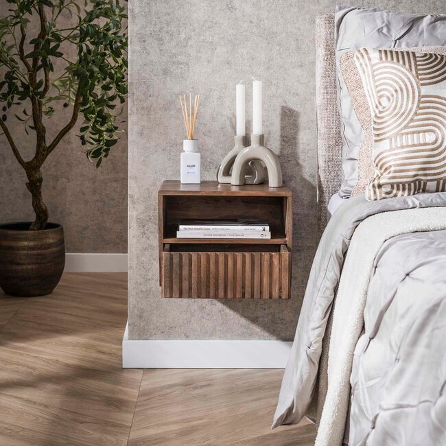 WoonStijl Nachtkastje Carve open vak met 1 lade - set van 2