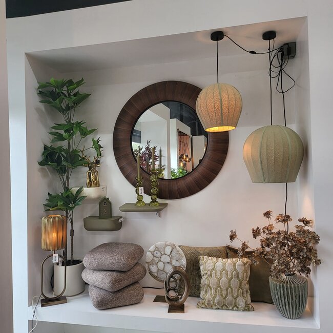 PTMD Spiegel Gezzy Natural wooden curl frame rond