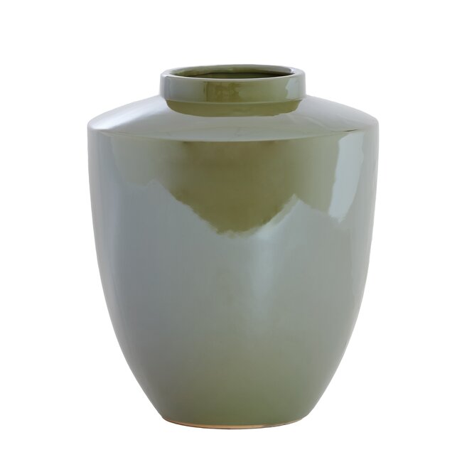 Light en Living Vaas deco Ø30X32 cm TALEA keramiek olijfgroen-creme