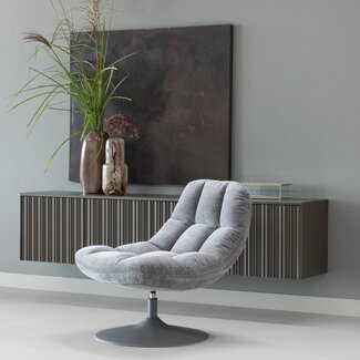 Woood Elvi Draaifauteuil Chenille Structuur Lichtgrijs