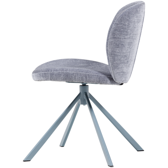 Woood Femke Eetkamerstoel Chenille Blauw