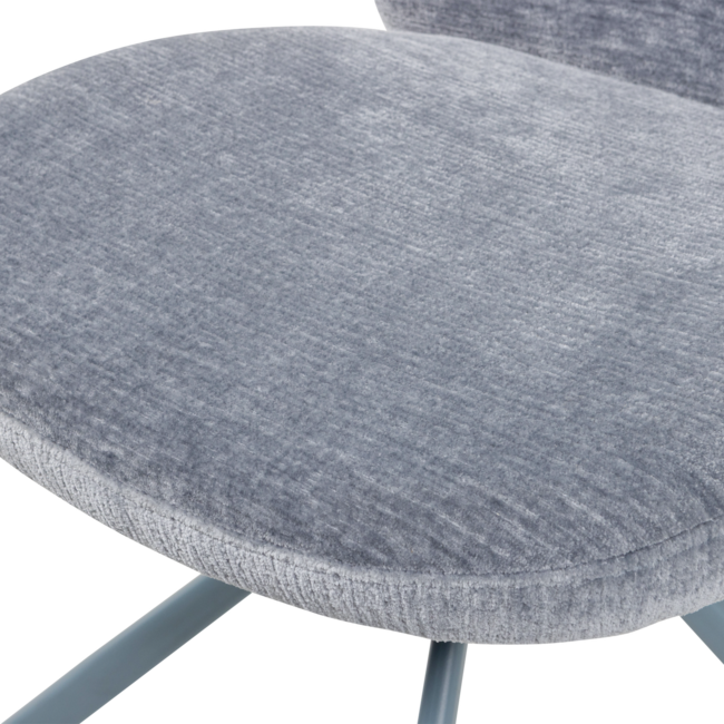 Woood Femke Eetkamerstoel Chenille Blauw