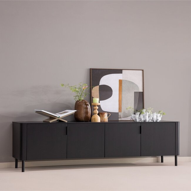 Woood Gunnar Dressoir 200 Cm Grenen Matzwart [fsc]