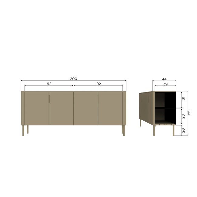 Woood Gunnar Dressoir 200 Cm Grenen Matzwart [fsc]